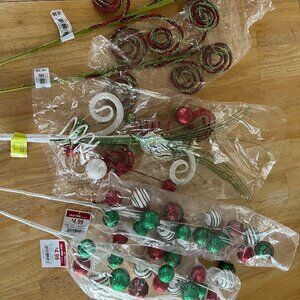 Large Glitter Holiday Sprays / Picks 5 Pieces
